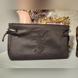 Yves Saint Laurent Elegant Black Toiletry Bag 9x5x2 New
